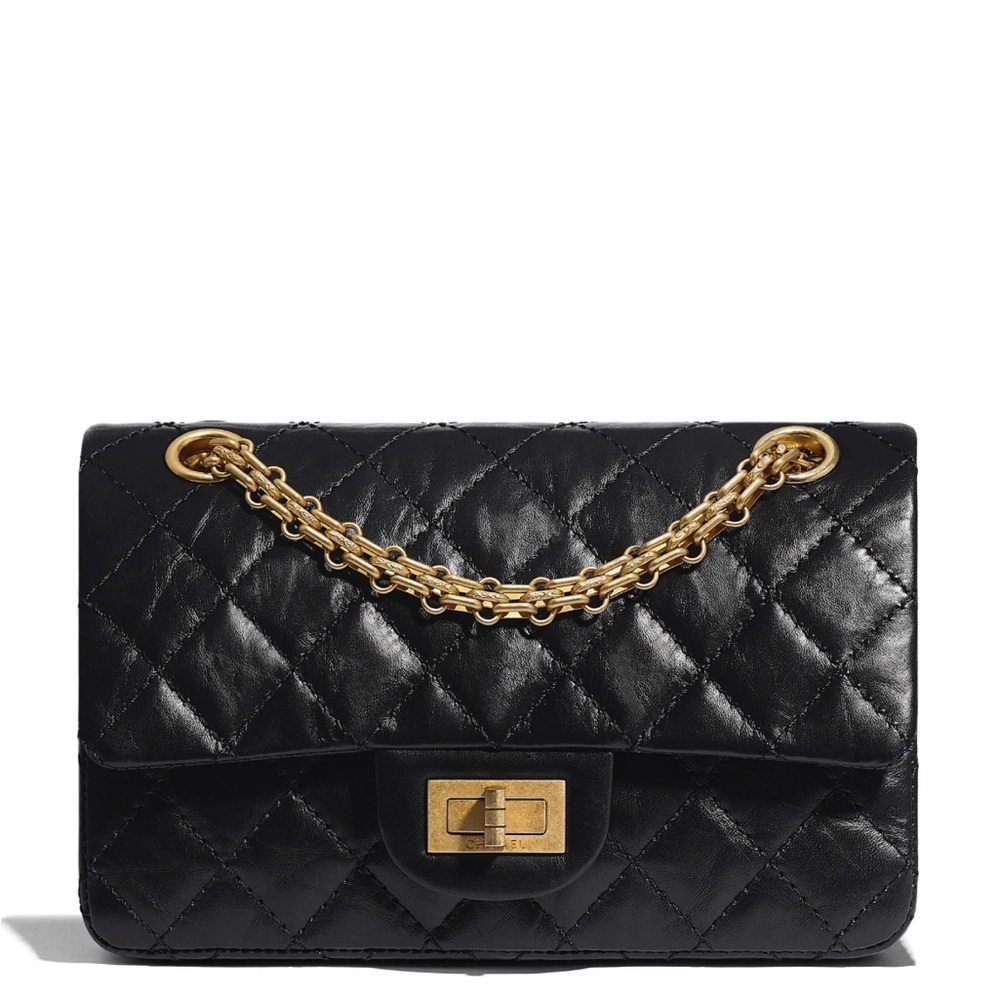 Chanel 2.55 mini reissue black with champagne hardware NWT